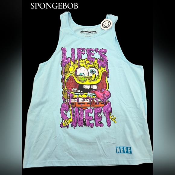 New Nick SpongeBob LIFE'S SWEET tank top Men L - Picture 1 of 2